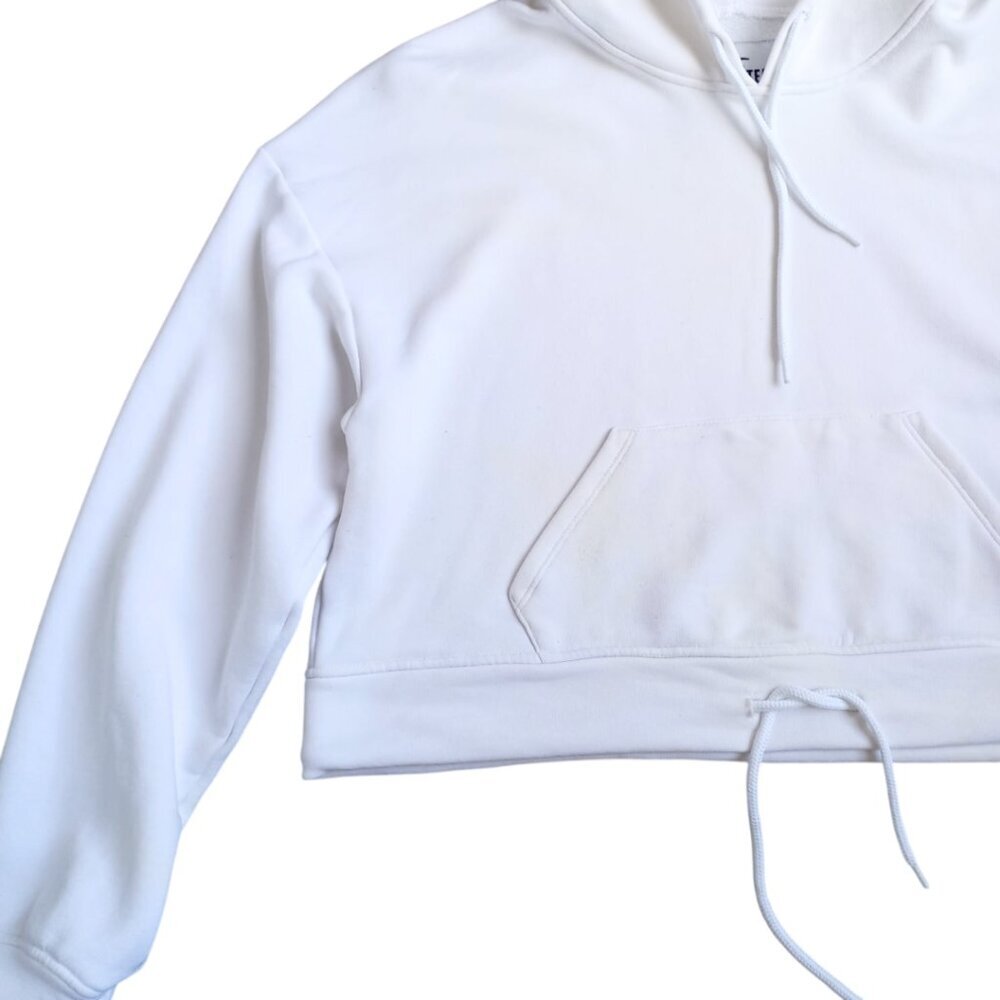 Hollister White Cropped Hoodie Drawstring Hem – Size S - Picture 3 of 6